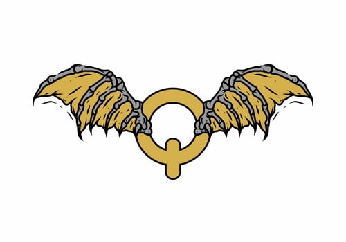 Gold black color of Q initial letter with vintage wings vector