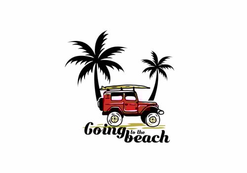 Going to the beach colorful illustration drawing vector