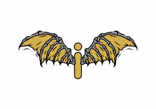 Gold black color of i initial letter with vintage wings vector