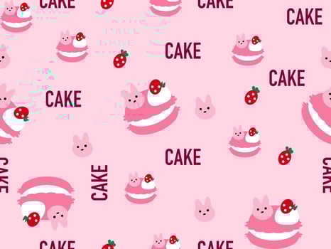 cake cartoon character seamless pattern on pink background vector