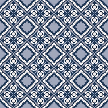 Blue grey color ethnic geometric shape seamless background. Neo classic peranakan pattern design. Use for fabric, textile, interior decoration elements, upholstery, wrapping. vector