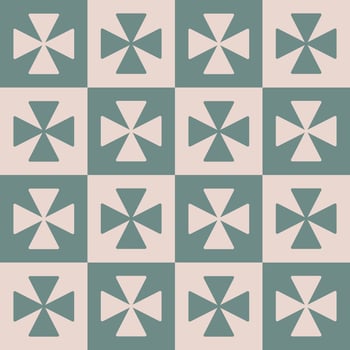 Checkered square random ethnic Morocco cream-green color simple geometric shape seamless background. Small mosaic or tile pattern. Use for fabric , interior decoration elements, wrapping. vector