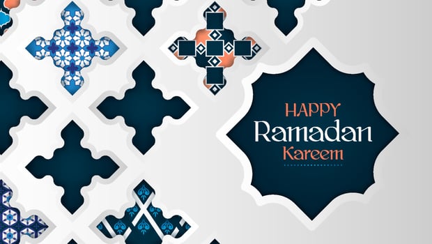 Color ornamental patterned stone relief in arabic architectural style of islamic mosque,greeting card for Ramadan Kareem Free Vector