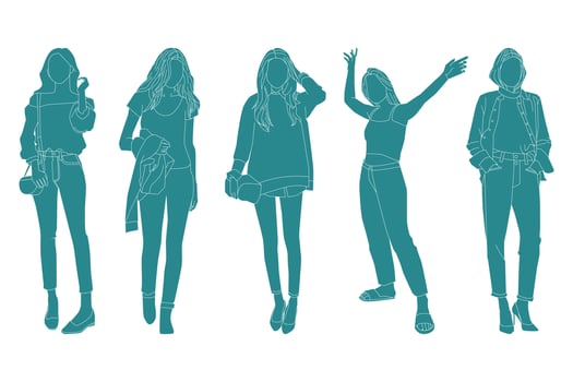 Vector illustration of casual women bundle