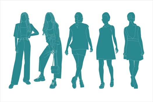 Vector illustration of fashionable woman bundle