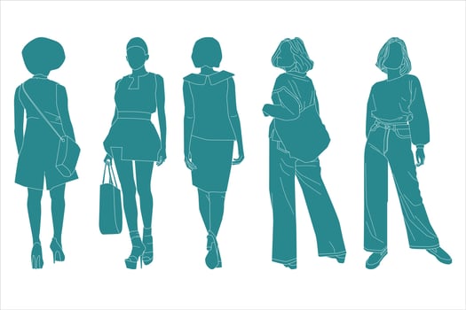 Vector illustration of casual women bundle