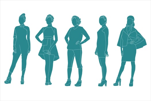 Vector illustration of elegant women bundle