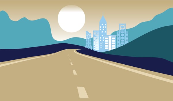 road trip in the blue mountains towards the city vector
