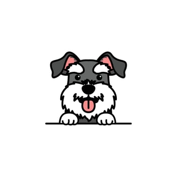 Cute miniature schnauzer puppy cartoon, vector illustration