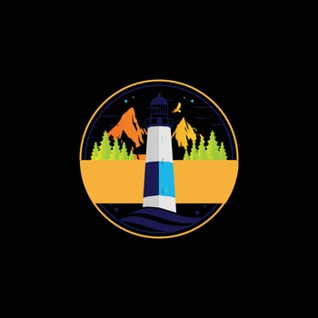 colorful lighthouse logo design vector