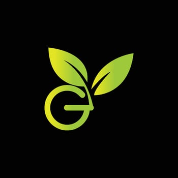 Green garden G letter logo design vector