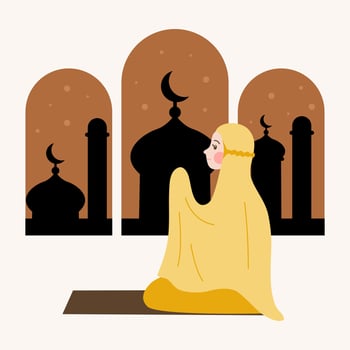Muslim woman praying illustration vector flat concept