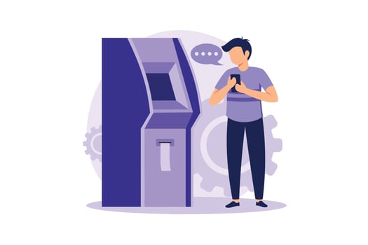 Queue management system machine with ticket dispenser. Customer management method. Electronic queuing system, electronic queue management, take your ticket concept. Flat vector illustration