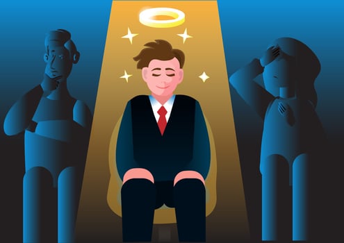 young businessman He had the idea and made a successful goal. Vector Illustration