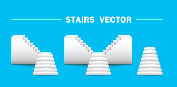 white stairs vector set for stage design or graphic design or product display.