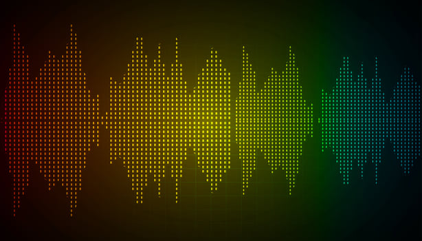 Sound waves oscillating dark light vector