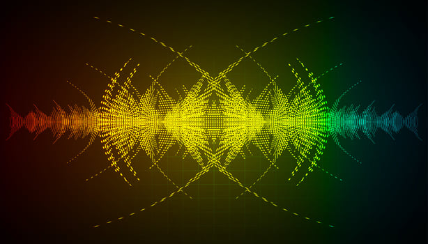 Sound waves oscillating dark light vector