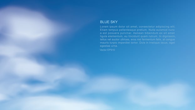 Blue sky background with white clouds. Abstract sky for natural background. Vector illustration.