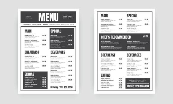 Fast food menu. Restaurant fast food cafe menu template flyer. vector