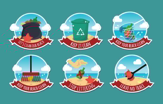 Cleaning The Beach Sticker Collection vector