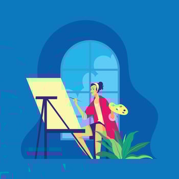 Professional Female Painter with Her Equipment vector