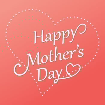 Happy Mothers Day. Vector Festive Holiday Illustration With Lettering in Heart. Thank you, mom. vector linear inscription.