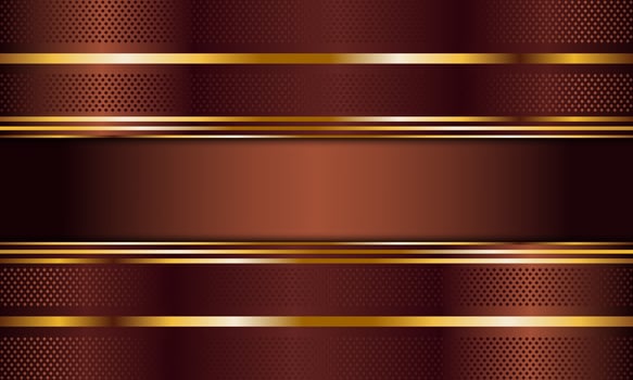 Abstract brown metallic stripes with golden lines background. vector