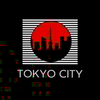 Template logo silhouette Tokyo city with symbol Japan vector