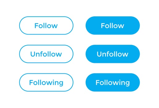 Follow, Unfollow, and Following Button Icon in Flat Style vector