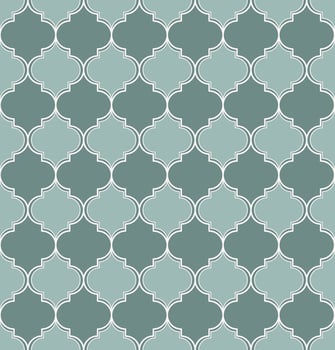 Moroccan trellis quatrefoil seamless pattern blue green turquoise color background. Use for fabric, textile, cover, interior decoration elements, wrapping. vector