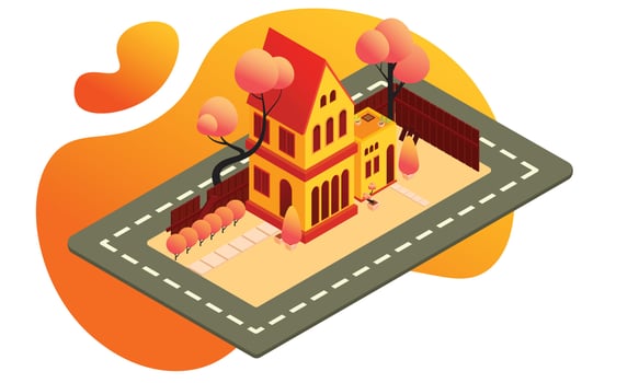 yellow house isometric illustration vector