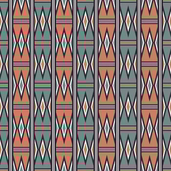 Ethnic tribal geometric shape African Morocco brown-green color stripes seamless pattern background. Use for fabric, interior decoration elements, wrapping. vector