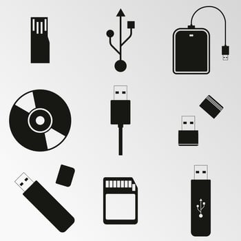 Vector illustration on the theme computer disk, usb