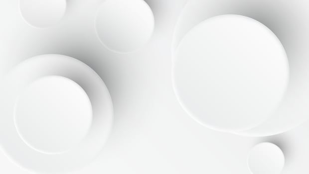White paper circles with shadows on white background. Abstract template for business presentation with note spaces. vector