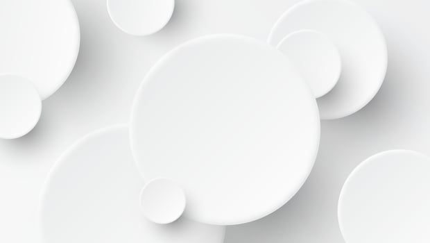 White paper circles with shadows on white background. Abstract template for business presentation with note spaces. vector