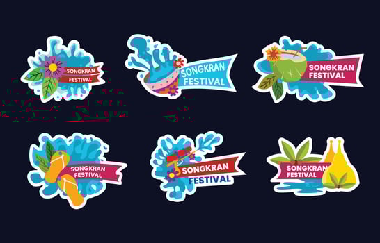 Songkran Festival Stickers vector