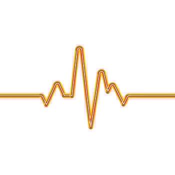 Neon heart rhythm continuous single line. 3d vector neon icon.