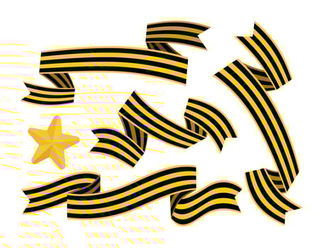 Victory Day May 9 symbols of the holiday Laurel branches stars St. George ribbon Vector illustration