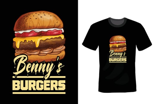burger T-shirt design, typography, vintage vector