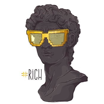 Hand drawn David bust Vector. Marble statue. vector