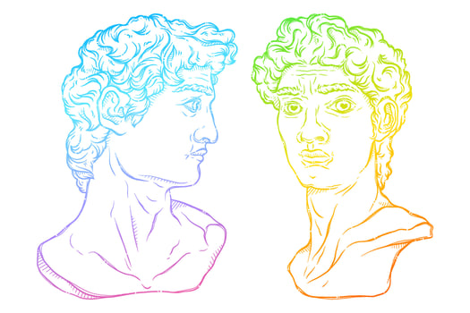 Hand drawn David bust Vector. Marble statue. vector