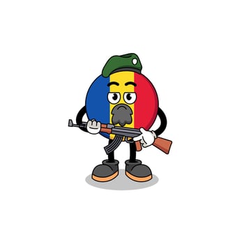 Character cartoon of romania flag as a special force vector