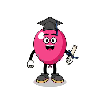 balloon mascot with graduation pose vector