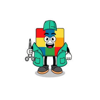 Illustration of cube puzzle mascot as a surgeon vector