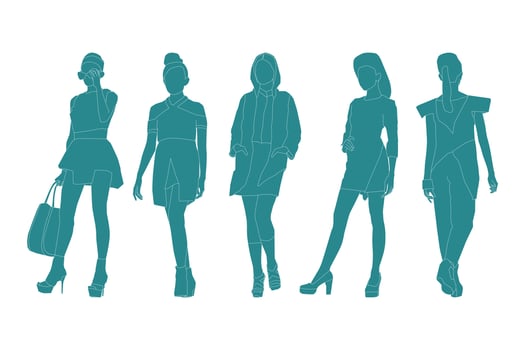 Vector illustration of fashionable women bundle