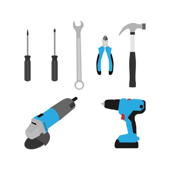 Icons set of different simple tools for housework and non professional repair. -  Vector. vector