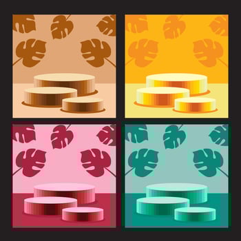 Pallets for placing products or displaying products Suitable for promotional products, including four colors, brown, orange, red, green. vector