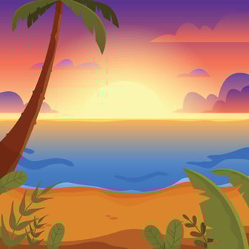 Scenery of Sunset on the Beach vector