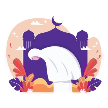 Moslem Woman Praying At The Mosque vector