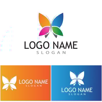 Beauty Flying Butterfly Logo with simple minimalist line art monoline style vector